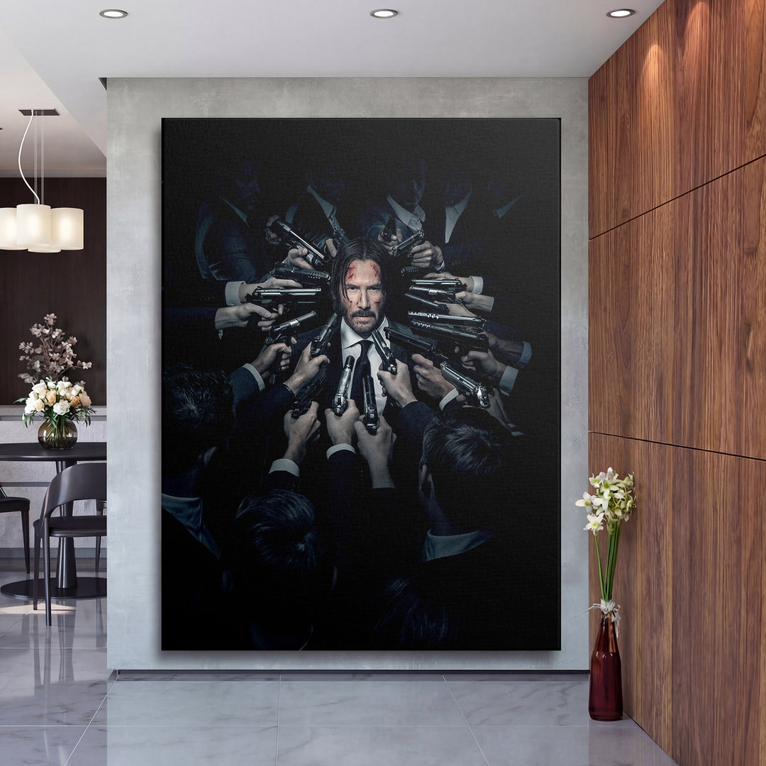 Obraz John Wick - Ze všech stran na velké stěně, druhý pohled.