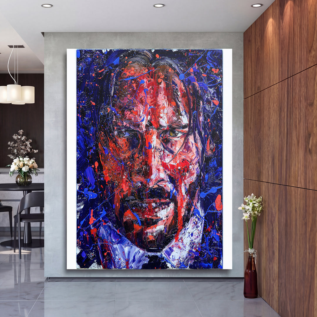 Obraz John Wick - Expresivní malba na velké stěně, druhý pohled.
