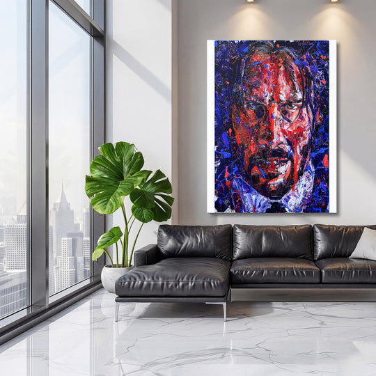 Obraz John Wick - Expresivní malba na velké stěně, třetí pohled.