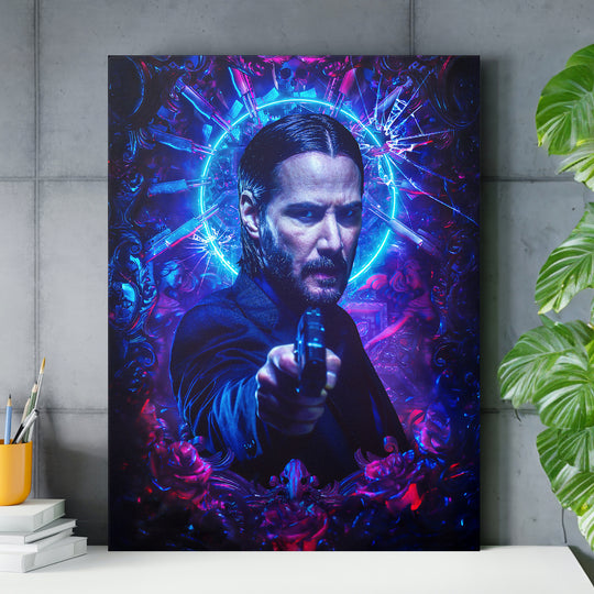 Obraz John Wick - Modrá svatozář nad pracovním stolem.