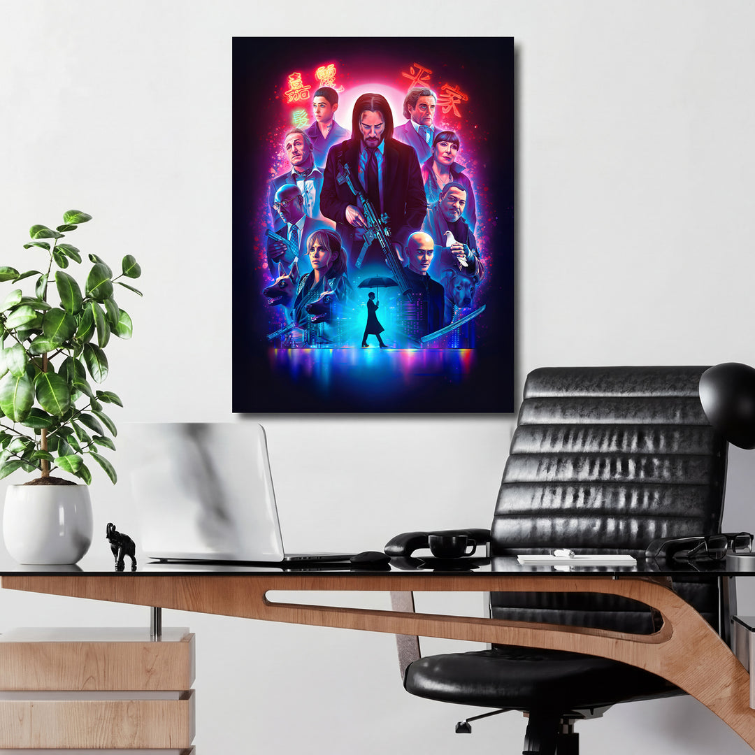 Obraz John Wick - Neonové město v kanceláři.