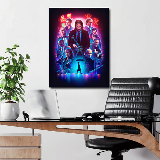 Obraz John Wick - Neonové město v kanceláři.