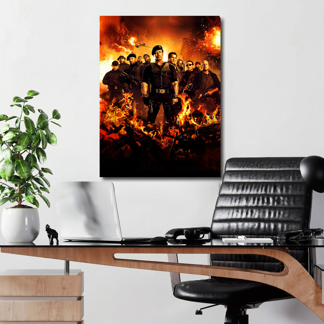 Obraz Expendables - Ohnivá scéna v kanceláři.