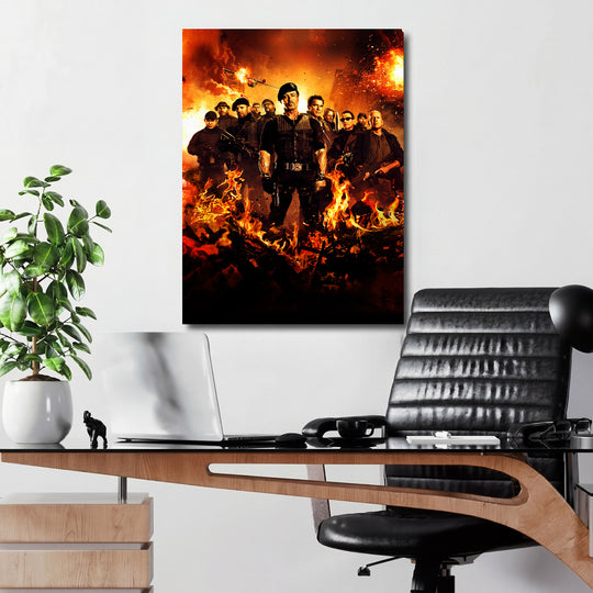 Obraz Expendables - Ohnivá scéna v kanceláři.