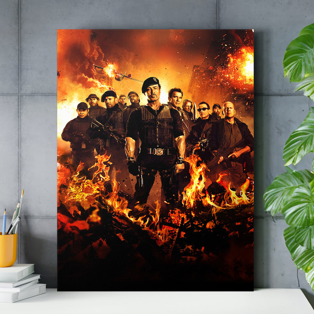 Obraz Expendables - Ohnivá scéna nad pracovním stolem.