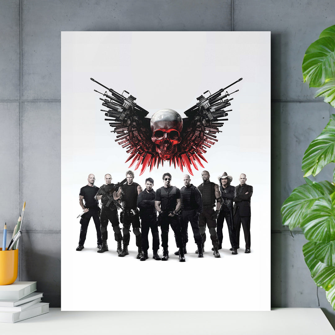 Obraz Expendables - Okřídlená lebka nad pracovním stolem.