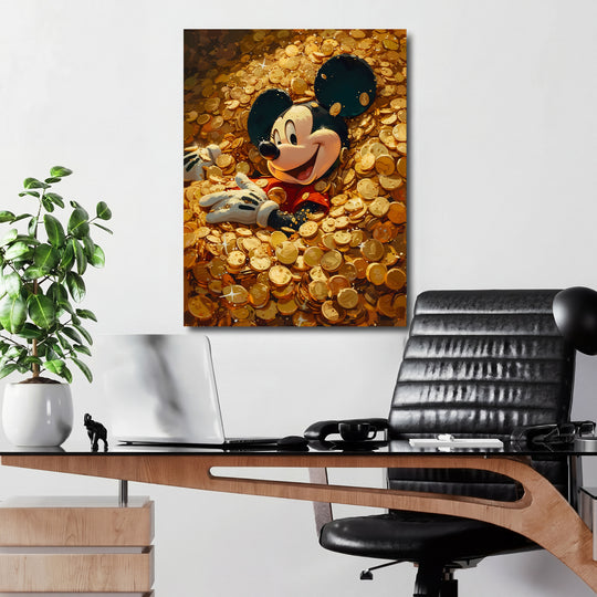 Obraz Mickey Mouse - Moře zlatých mincí v kanceláři.