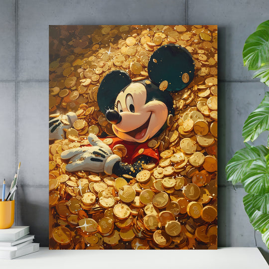 Obraz Mickey Mouse - Moře zlatých mincí nad pracovním stolem.