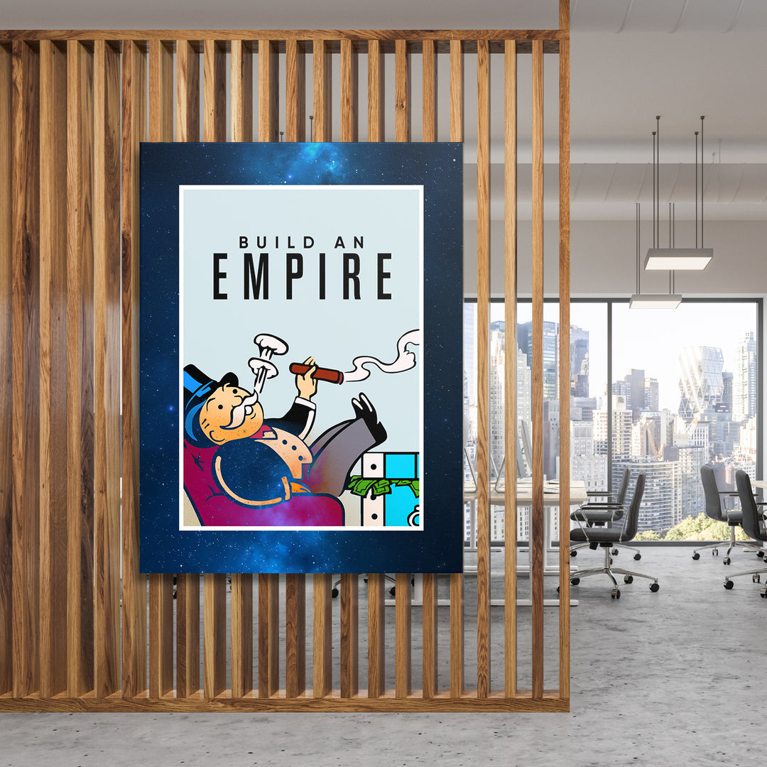 Obraz Monopoly - Build an Empire na dřevěné stěně.