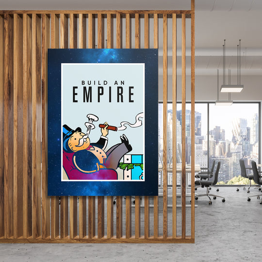 Obraz Monopoly - Build an Empire na dřevěné stěně.