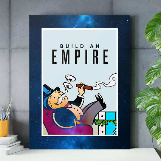 Obraz Monopoly - Build an Empire nad pracovním stolem.