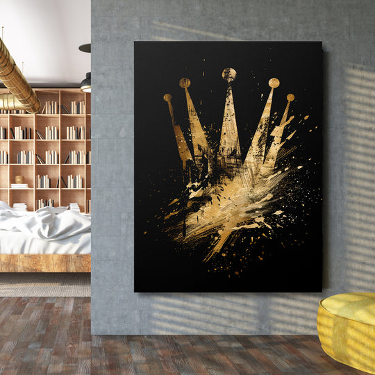 Obraz Zlatá koruna - Malířské gesto na velké stěně.