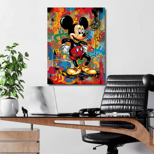Obraz Mickey Mouse - Bitcoin graffiti v kanceláři.