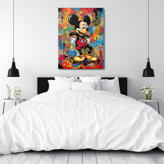 Obraz Mickey Mouse - Bitcoin graffiti nad postelí.
