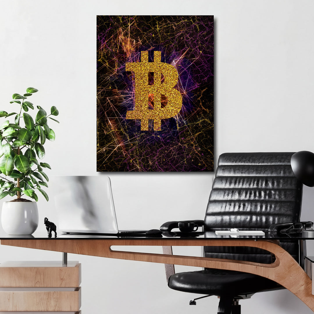 Obraz Bitcoin - Světelné dráhy v kanceláři.