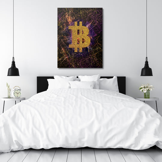 Obraz Bitcoin - Světelné dráhy nad postelí.