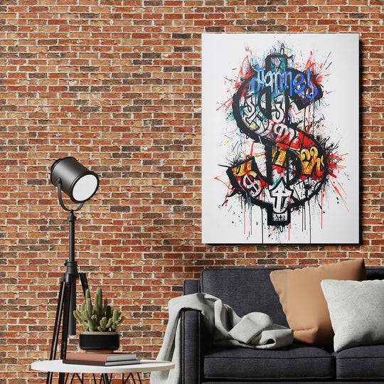 Pop art obraz Dolar - Barevné graffiti na cihlové zdi.