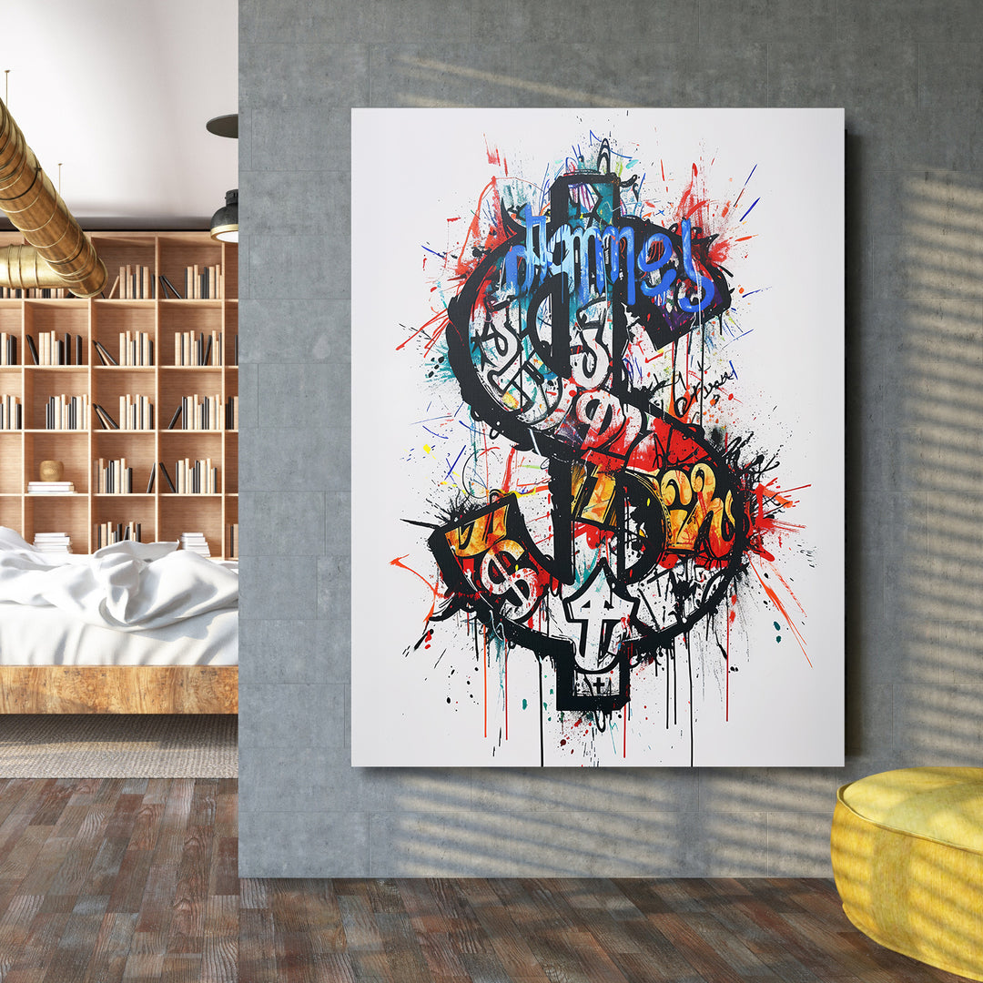 Pop art obraz Dolar - Barevné graffiti na velké stěně.