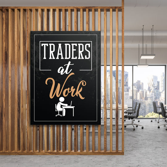 Obraz Trading - Traders at Work na dřevěné stěně.