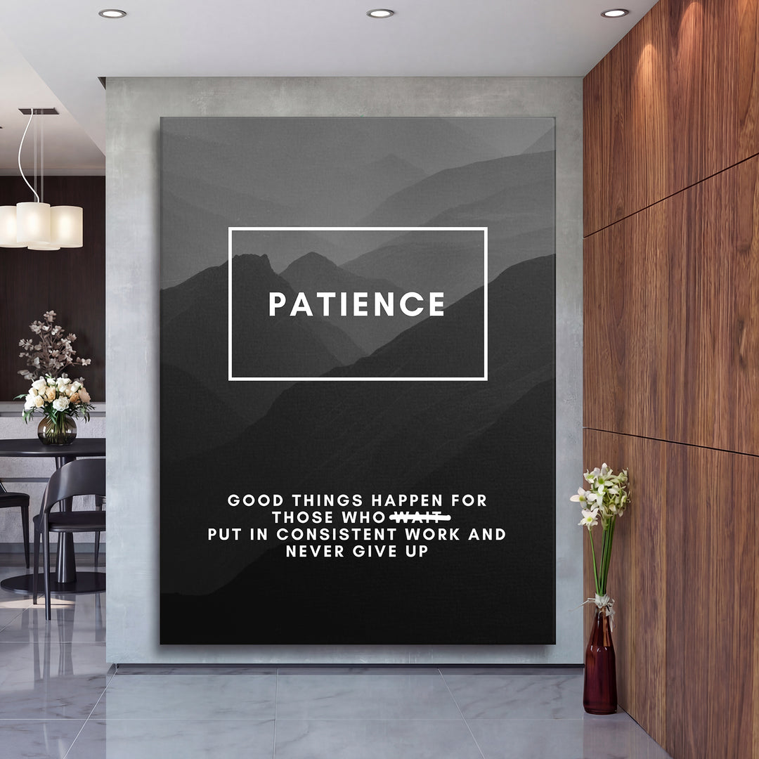 Motivační obraz Patience - Horské vrstvy na velké stěně, druhý pohled.