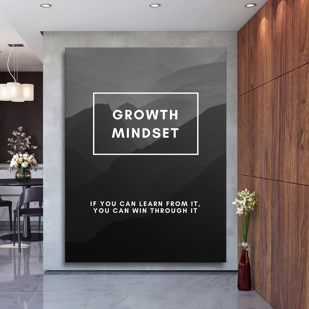 Motivační obraz Growth Mindset - Horské vrstvy na velké stěně, druhý pohled.