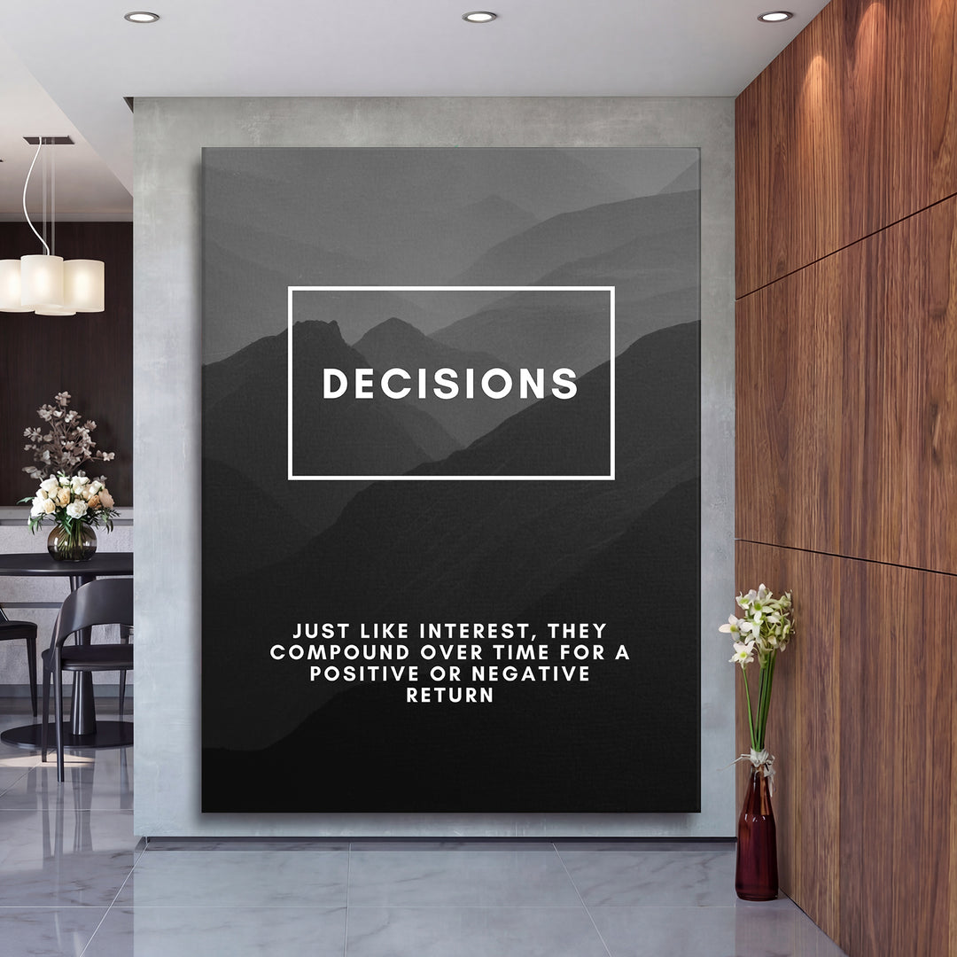 Motivační obraz Decisions - Horské vrstvy na velké stěně, druhý pohled.
