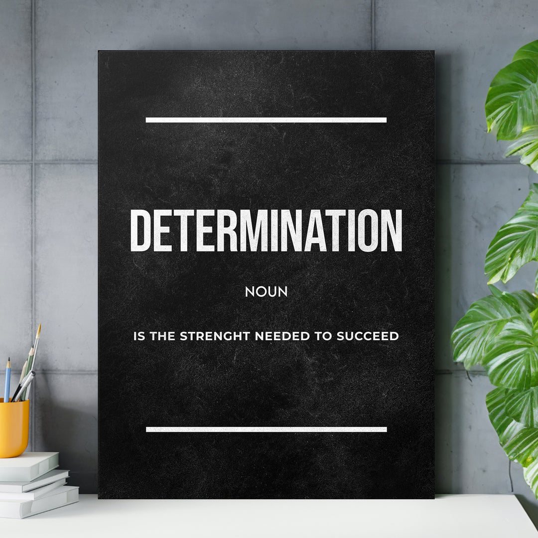 Motivační obraz Determination - Definice nad pracovním stolem.