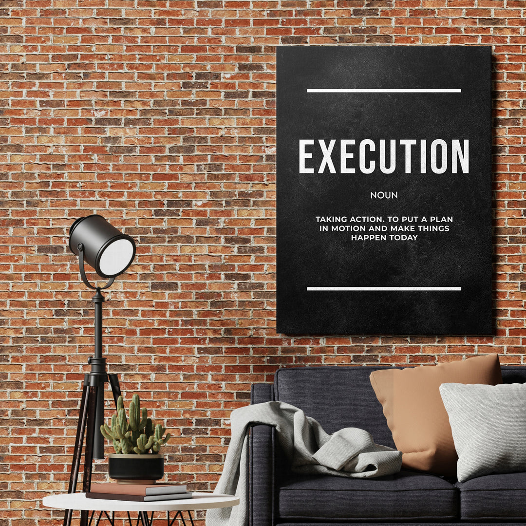 Motivační obraz Execution - Definice na cihlové zdi.