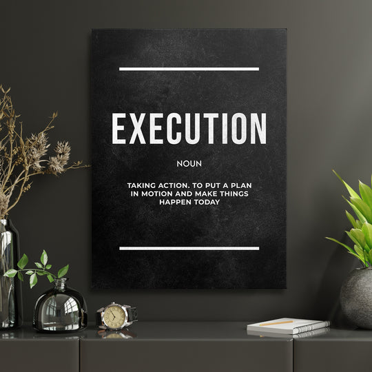 Motivační obraz Execution - Definice v interiéru s hodinami.