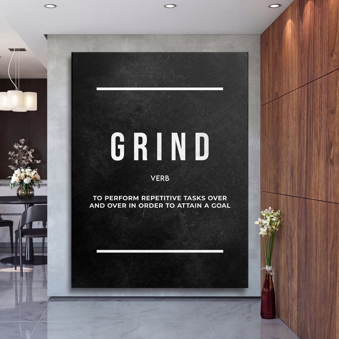 Motivační obraz Grind - Tabulová definice na velké stěně, druhý pohled.