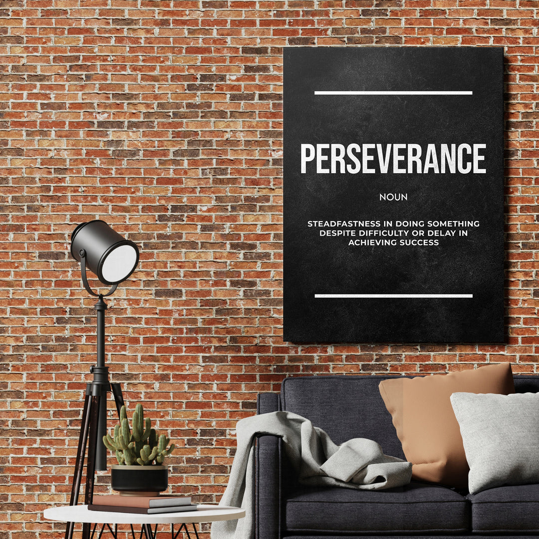 Motivační obraz Perseverance - Definice na cihlové zdi.