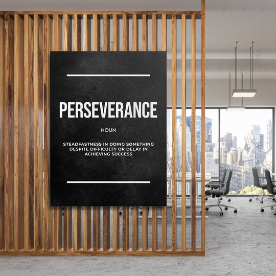 Motivační obraz Perseverance - Definice na dřevěné stěně.