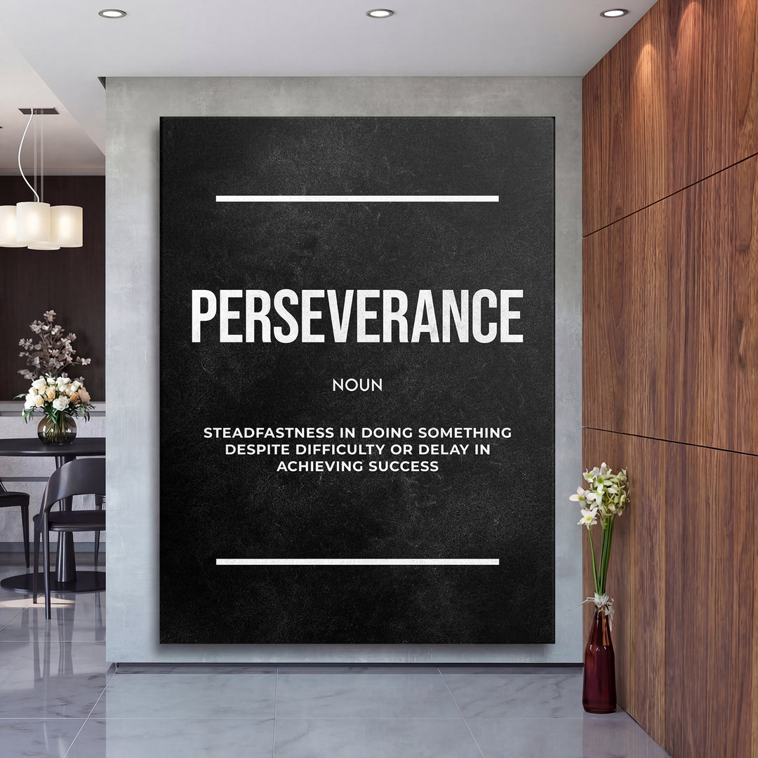 Motivační obraz Perseverance - Definice na velké stěně, druhý pohled.