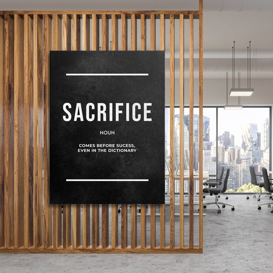 Motivační obraz Sacrifice - Definice na dřevěné stěně.