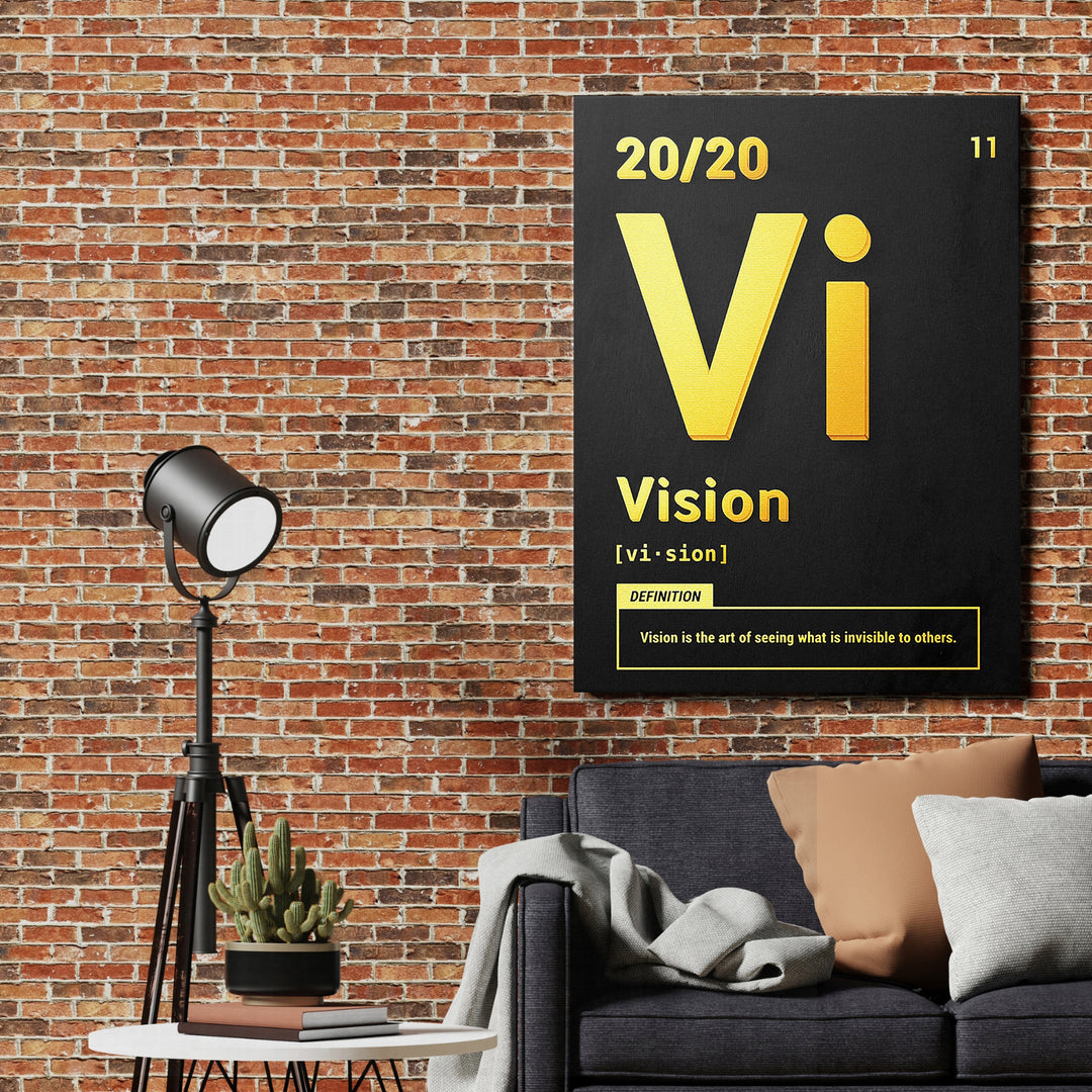 Motivační obraz Vision - Žlutá definice na cihlové zdi.