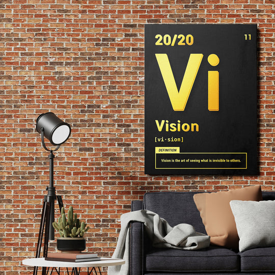 Motivační obraz Vision - Žlutá definice na cihlové zdi.