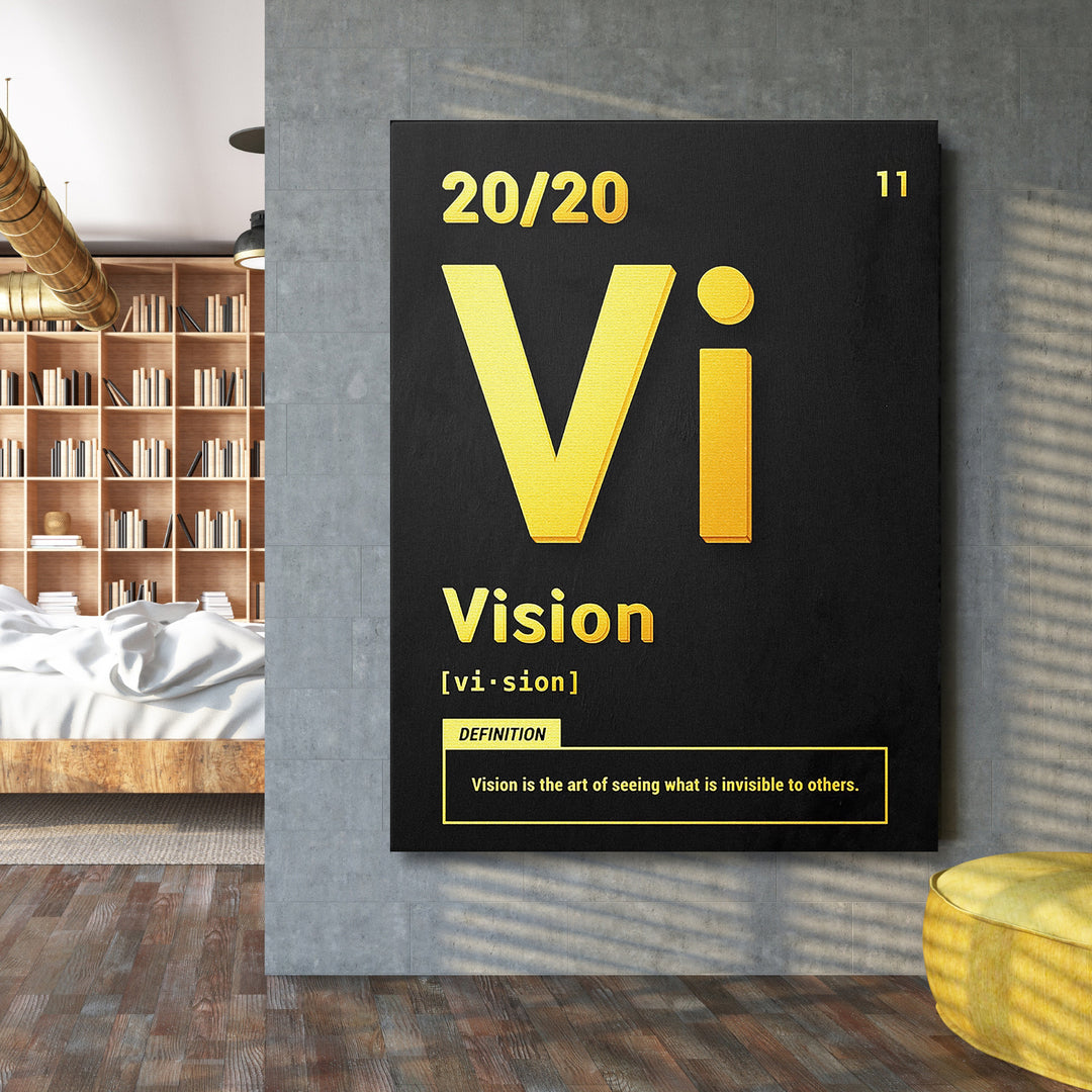 Motivační obraz Vision - Žlutá definice na velké stěně.