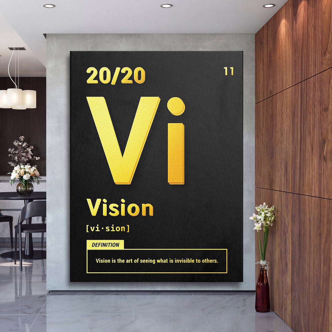 Motivační obraz Vision - Žlutá definice na velké stěně, druhý pohled.