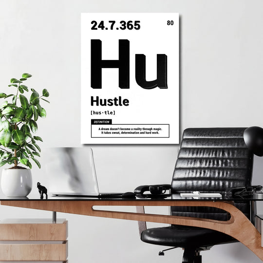 Motivační obraz Hustle - Bílá definice v kanceláři.