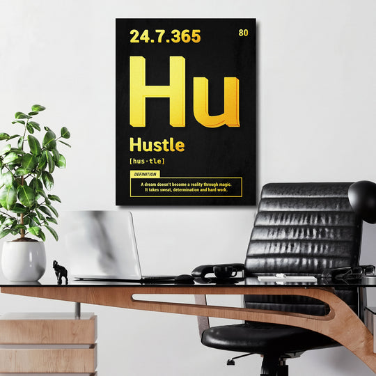 Motivační obraz Hustle - Žlutá definice v kanceláři.