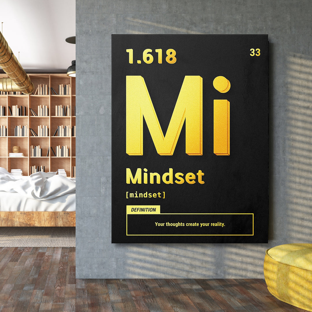 Motivační obraz Mindset - Žlutá definice na velké stěně.