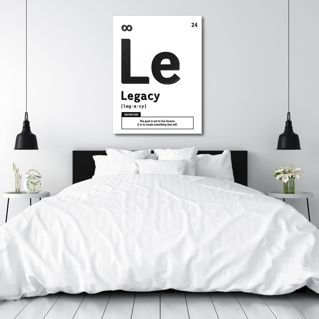 Motivační obraz Legacy - Bílá definice nad postelí.