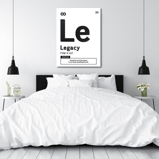 Motivační obraz Legacy - Bílá definice nad postelí.