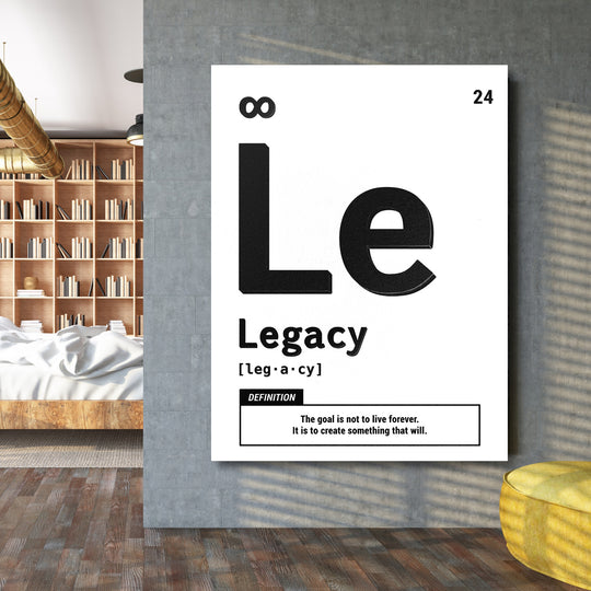 Motivační obraz Legacy - Bílá definice na velké stěně.