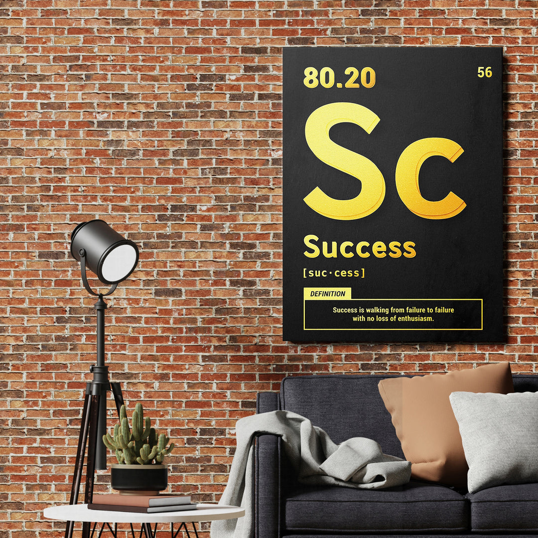 Motivační obraz Success - Žlutá definice na cihlové zdi.