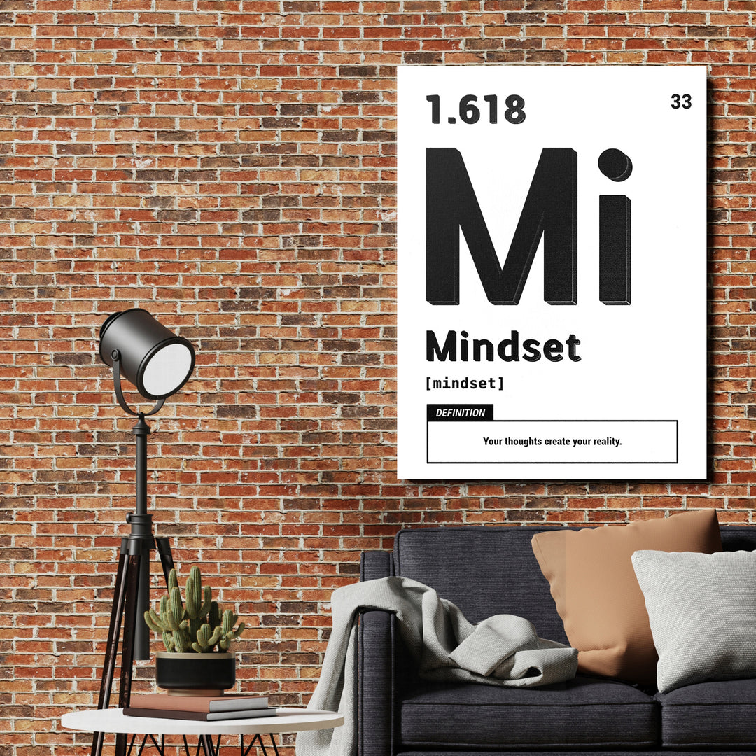 Motivační obraz Mindset - Bílá definice na cihlové zdi.