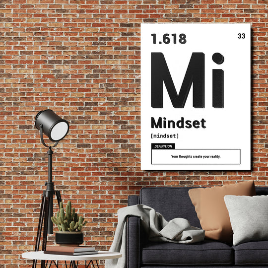 Motivační obraz Mindset - Bílá definice na cihlové zdi.