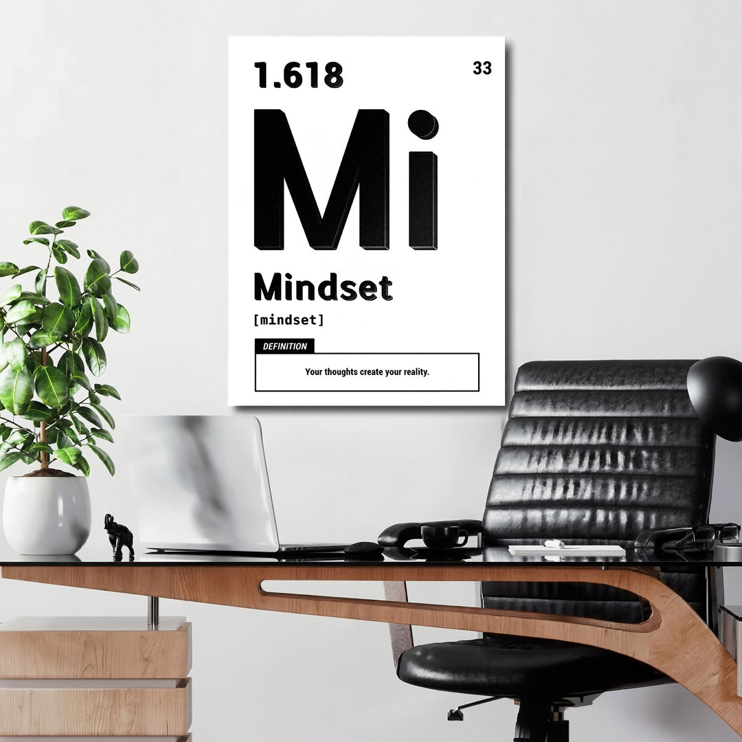 Motivační obraz Mindset - Bílá definice v kanceláři.