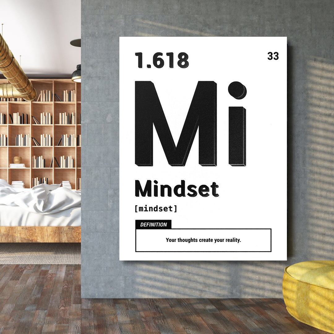 Motivační obraz Mindset - Bílá definice na velké stěně.