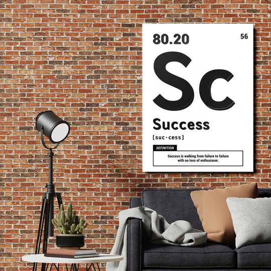 Motivační obraz Success - Bílá definice na cihlové zdi.